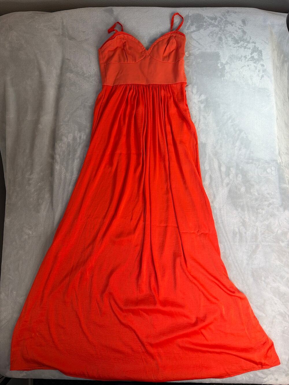 BCBGMAXAZRIA Kyra Orange Maxi Dress Womens Medium M Bustier Formal Gown Chiffon